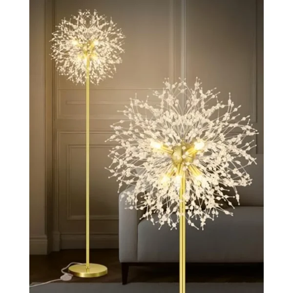 Crystal Gold Mid Century Floor Lamp