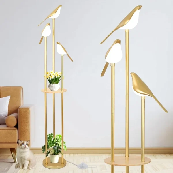 Floor Lamp with  LED Bird Lights