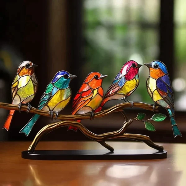Multi-color  Glass Birds On Branch