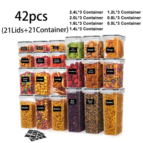 42pcs Sealed food storage containers with LIDS