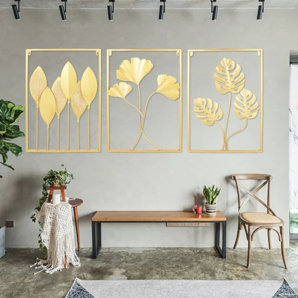 Gold Leaf Wall Art Set