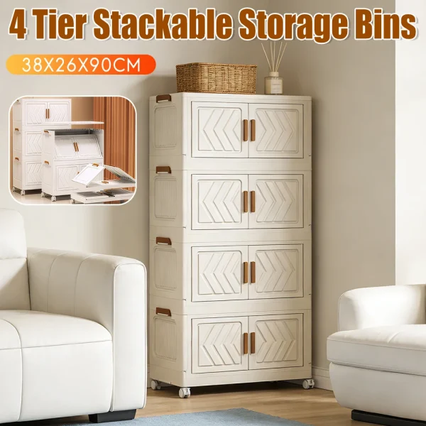 4 Tier Foldable Collapsible Storage Bins